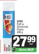 Spar Puff Or Shortcrust Pastry-400g Each