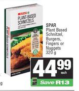 Spar Plant Based Schnitzel, Burgers, Fingers Or Nuggets-320g Each