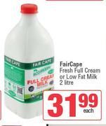 Fair Cape Fresh Full Cream Or Low Fat Milk-2L Each