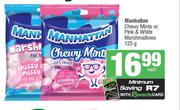 Manhattan Chewy Mints Or Pink & White Marshmallows-125g Each