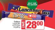 Cadbury Lunch Bar Or P.S Duo-For 2 x 57g/60g