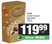 Lindt Lindor Cornet Assorted-125g Each