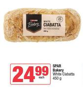 Spar Bakery White Ciabatta-450g Each