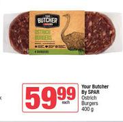 Your Butcher By Spar Ostrich Burgers-400g Each