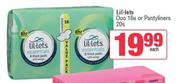 Lil Lets Duo 16s Or Pantyliners 20s-Each