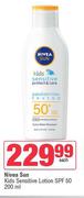 Nivea Sun Kids Sensitive Lotion SPF50-200ml Each