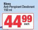 Nivea Anti Perspirant Deodorant-150ml Each
