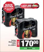 Carling Black Label Cans-For 2 x 6 x 500ml
