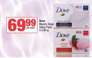 Dove Beauty Soap Value Pack-For 4 x 90g Per Pack
