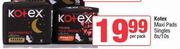 Kotex Maxi Pads Singles-8s/10s Per Pack
