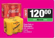 Coca Cola Or Schweppes Cans-For 2 x 6 x 200ml