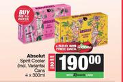 Absolut Spirit Cooler Cans-For 2 x 4 x 300ml