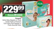 Pampers Active Baby Nappies Or Pants JP Or Premium Care VP Nappies Or Pants Assorted Sizes-Each
