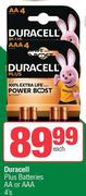 Duracell Plus Batteries AA Or AAA-4's Each