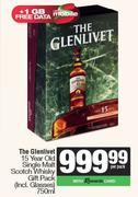 The Glenlivet 15 Year Old Single Malt Scotch Whiskey Gift Pack Including Glasses-750ml Per Pack