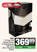 KWV 10 Year Old Barrel Select Potstill Brandy Gift Pack Including Glasses-750ml Per Pack