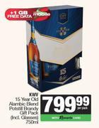 KWV 15 Year Old Alambic Blend Potstill Brandy Gift Pack Including Glasses-750ml Per Pack