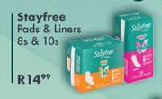Stayfree Pads & Liners 8s & 10s Pack