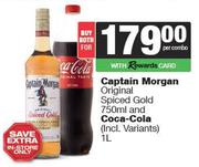 Captain Morgan Original Spiced Gold 750ml & Coca Cola 1L-Per Combo