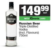 Russian Bear Triple Distilled Vodka (Incl.Flavours)-750ml Each