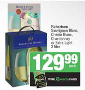 Robertson Sauvignon Blanc, Chenin Blanc, Chardonnay Or Extra Light-3L Each