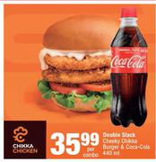 Double Stack Cheeky Chikka Burger & Coca Cola 440ml-Per Combo
