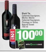 Black Tie Cabernet Sauv,Merlot,Merlot Cabernet Sauv,Pinotage Or Shiraz Natural Sweet-2 x 750ml