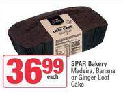 Spar Bakery Madeira, Banana Or Ginger Loaf Cake-Each