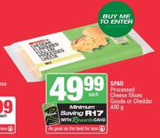 Spar Processed Cheese Slices Gouda Or Cheddar-400g Each