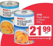 Spar Peach (Halves Or Slices)-410g Each