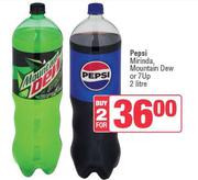 Pepsi Mirinda, Mountain Dew Or 7Up-For 2 x 2Ltr