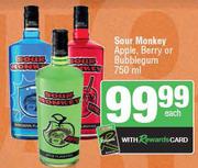 Sour, Monkey Apple, Berry Or Bubblegum-750ml Each