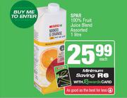 Spar 100% Fruit Juice Blend Assorted-1Ltr Each