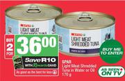 Spar Light Meat Shredded Tuna in Water Or Oil-For 2 x 170g