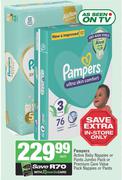Pampers Active Baby Nappies Or Pants Jumbo Pack Or Premium Care Value Pack Nappies Or Pants-Each