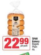 Spar Bakery Bagels Plain-4s Per Pack