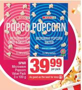 Spar Microwave Popcorn Value Pack-3 x 100g Per Pack
