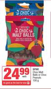 Spar Choc Malt Balls Or Choc Peanuts-100g Each