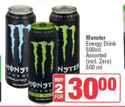 Monster Energy Drink Assorted (Incl.Zero)-For 2 x 500ml