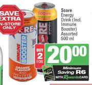 Score Energy Drink (Incl.Immune Booster) Assorted-For 2 x 500ml