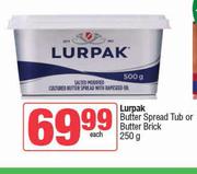 Lurpak Butter Spread Tub Or Butter Brick-250g Each