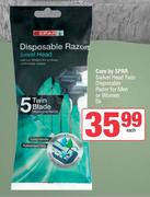 Care By Spar Swivel Head Twin Disposable Razor For Men Or Women-5s Each