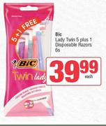 Bic Lady Twin 5 Plus 1 Disposable Razors-6s Each