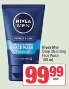 Nivea Men Deep Cleansing Face Wash-100ml Each
