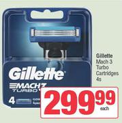 Gillette Mach 3 Turbo Cartridges-4s Each