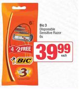 Bic 3 Disposable Sensitive Razor-6s Each