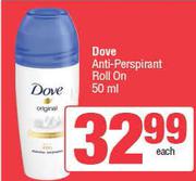 Dove Anti Perspirant Roll On-50ml Each