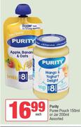 Purity Puree Pouch 150ml Or Jar 200ml Assorted-Each