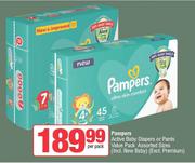 Pampers Active Baby Diapers Or Pants Value Pack Assorted Sizes-Per Pack