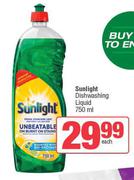 Sunlight Dishwashing Liquid-750ml Each
